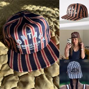 New montauk beach club picnic stripe hat Anthropologie Coney Island picnic snap